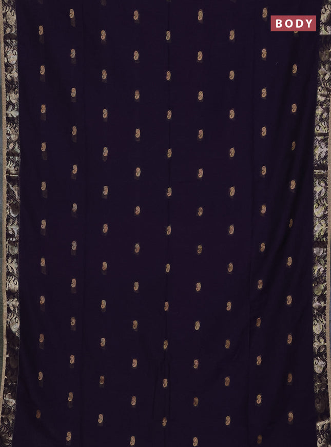 Bengal soft cotton saree deep purple with allover thread woven buttas and zari woven border