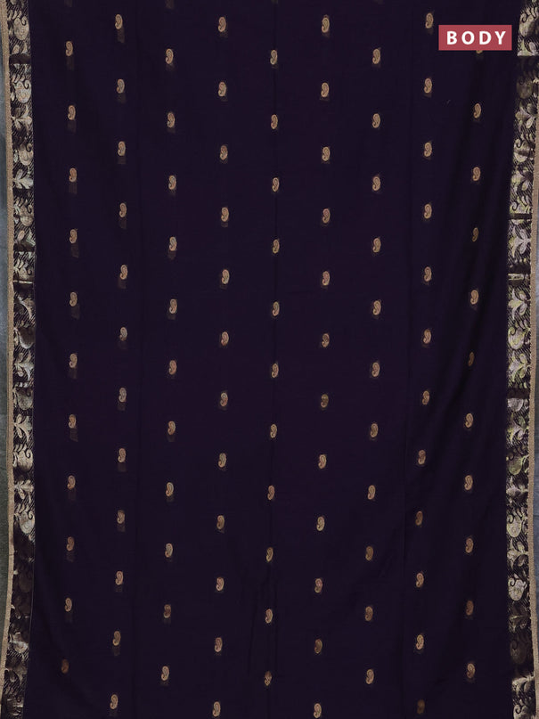Bengal soft cotton saree deep purple with allover thread woven buttas and zari woven border