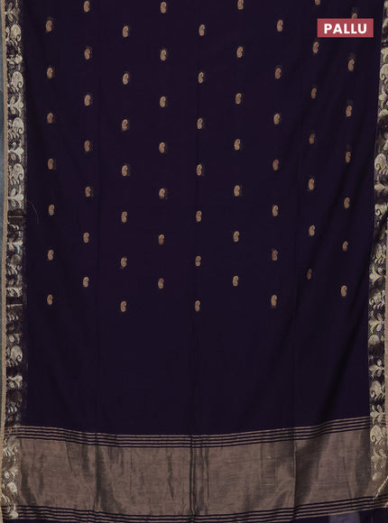 Bengal soft cotton saree deep purple with allover thread woven buttas and zari woven border
