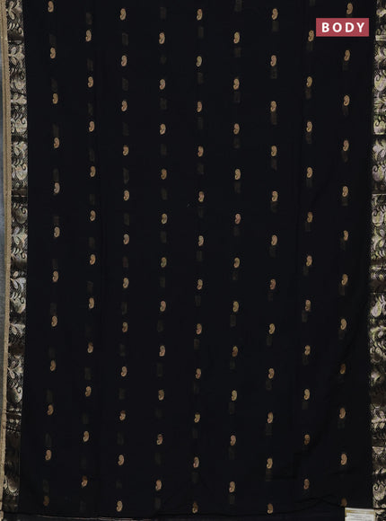 Bengal soft cotton saree black with allover thread woven buttas and zari woven border
