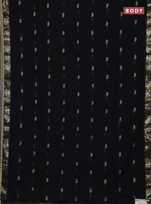 Bengal soft cotton saree black with allover thread woven buttas and zari woven border