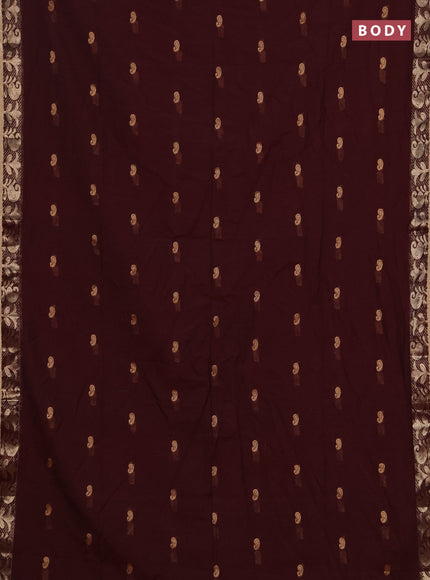 Bengal soft cotton saree deep wine shade with allover thread woven buttas and zari woven border