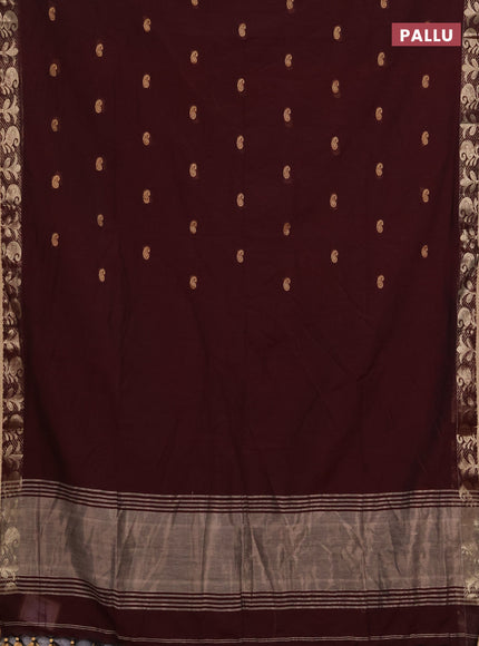 Bengal soft cotton saree deep wine shade with allover thread woven buttas and zari woven border
