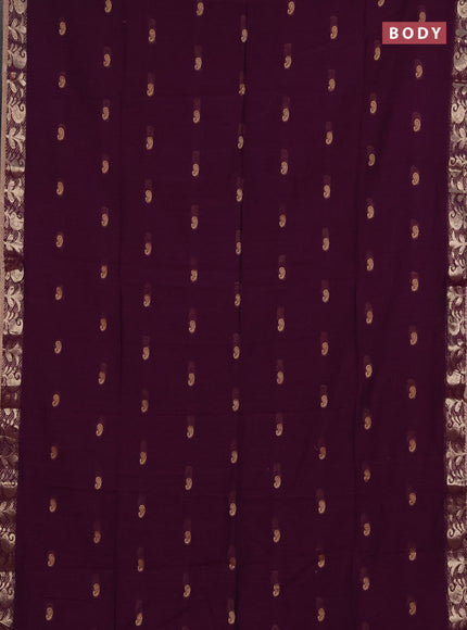 Bengal soft cotton saree purple with allover thread woven buttas and zari woven border