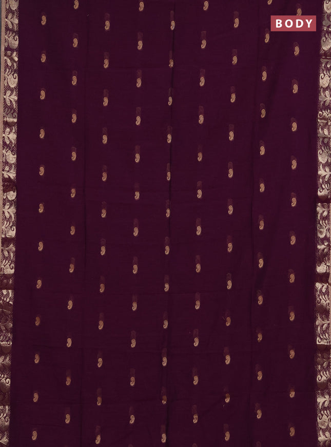 Bengal soft cotton saree purple with allover thread woven buttas and zari woven border
