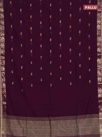 Bengal soft cotton saree purple with allover thread woven buttas and zari woven border