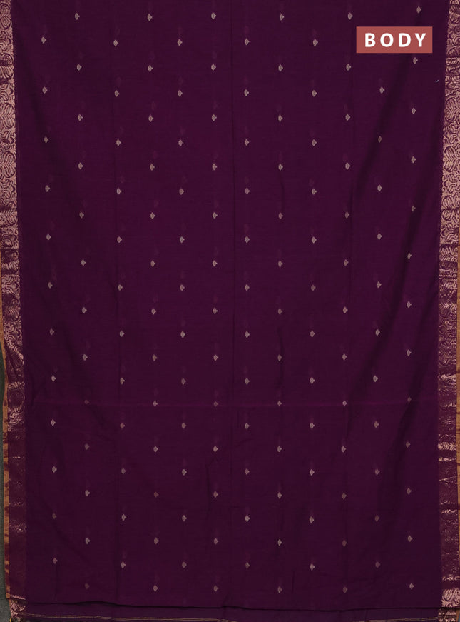 Bengal soft cotton saree magenta pink with allover thread woven buttas and zari woven border