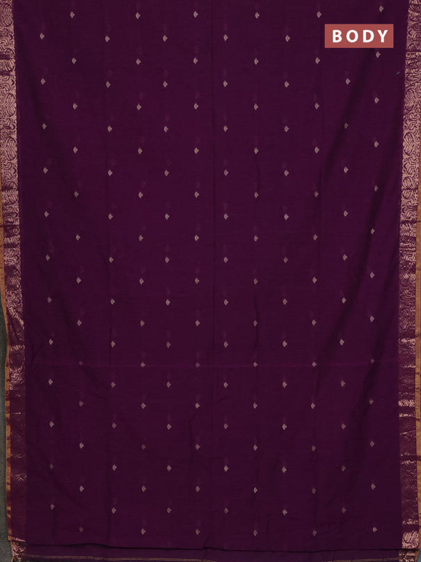 Bengal soft cotton saree magenta pink with allover thread woven buttas and zari woven border