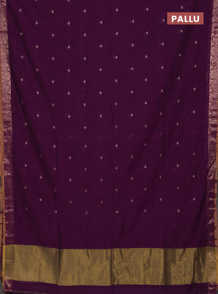 Bengal soft cotton saree magenta pink with allover thread woven buttas and zari woven border