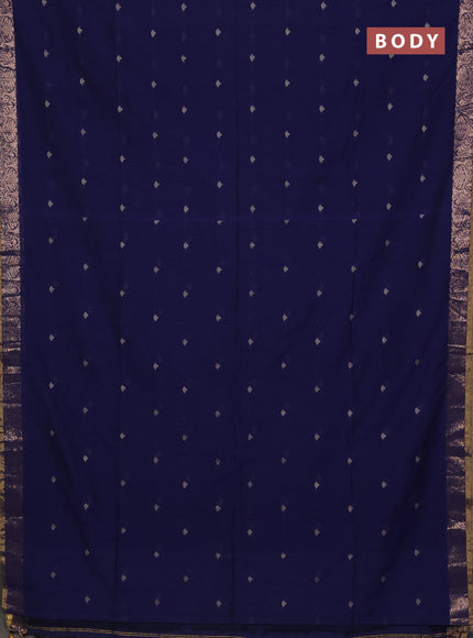 Bengal soft cotton saree navy blue with allover thread woven buttas and zari woven border
