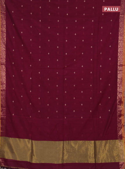 Bengal soft cotton saree magenta pink with allover thread woven buttas and zari woven border