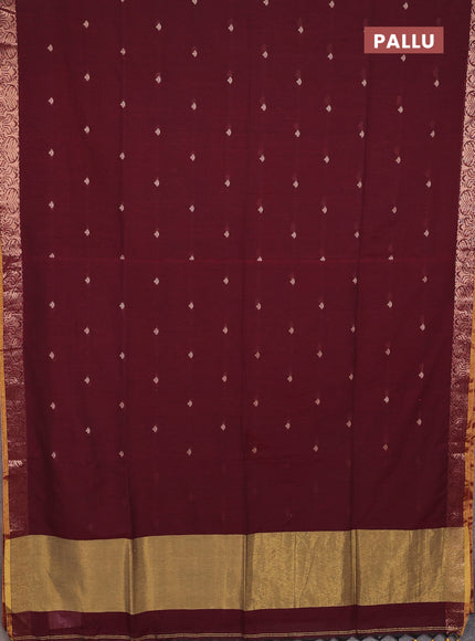 Bengal soft cotton saree deep maroon with allover thread woven buttas and zari woven border