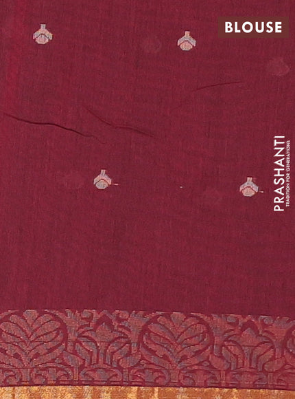 Bengal soft cotton saree deep maroon with allover thread woven buttas and zari woven border