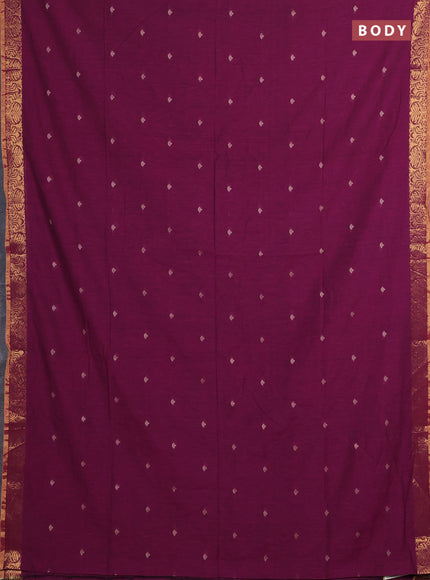 Bengal soft cotton saree magenta pink with allover thread woven buttas and zari woven border