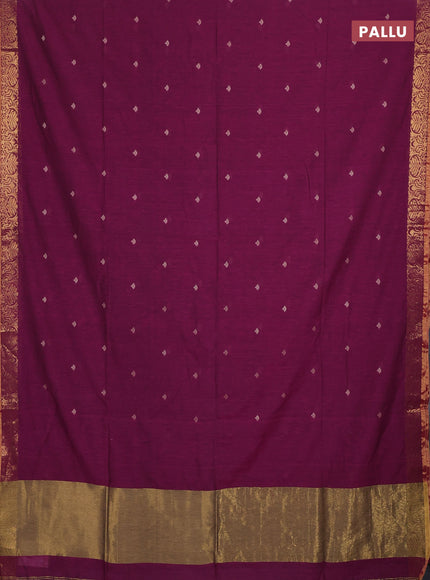 Bengal soft cotton saree magenta pink with allover thread woven buttas and zari woven border