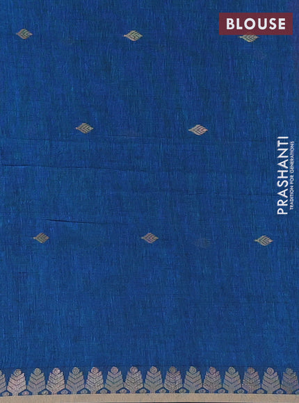 Bengal soft cotton saree magenta pink and cs blue with allover thread woven buttas and thread & zari woven border