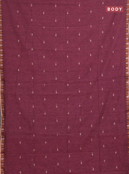 Bengal soft cotton saree mauve pink with allover thread woven buttas and thread & zari woven border