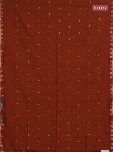 Bengal soft cotton saree orange with allover thread woven buttas and thread & zari woven border