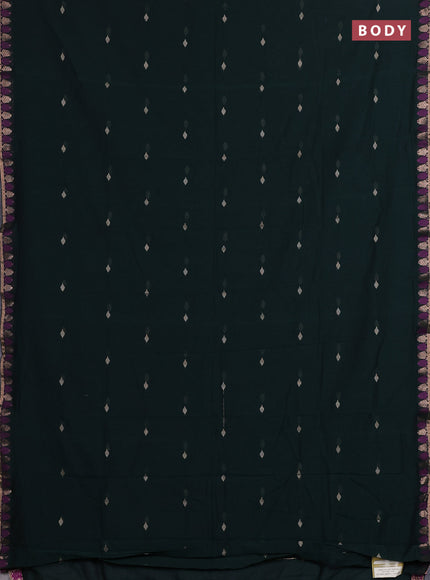 Bengal soft cotton saree bottle green with allover thread woven buttas and thread & zari woven border