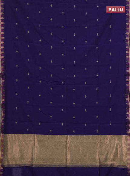 Bengal soft cotton saree violet with allover thread woven buttas and thread & zari woven border