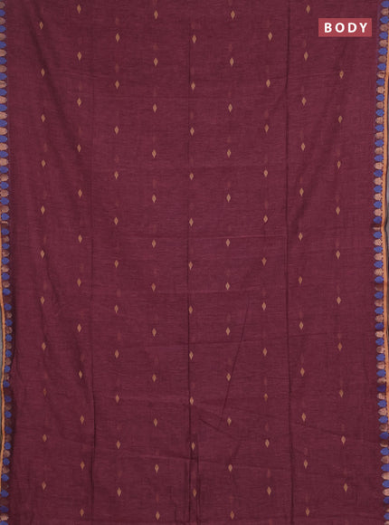 Bengal soft cotton saree mauve pink and grey with allover thread woven buttas and thread & zari woven border