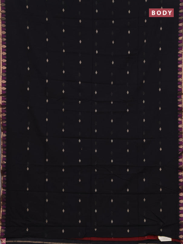 Bengal soft cotton saree black and maroon with allover thread woven buttas and thread & zari woven border