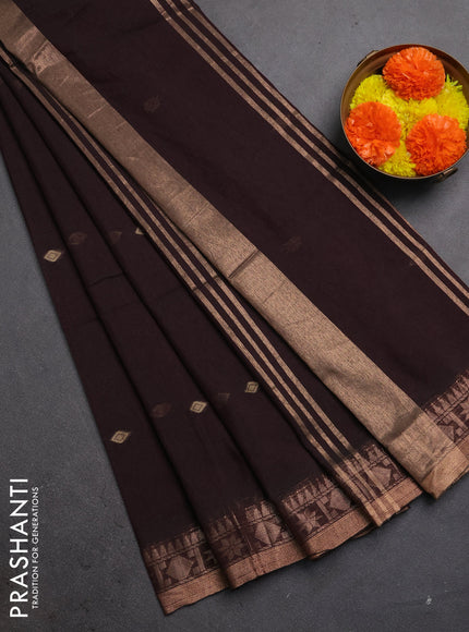 Bengal soft cotton saree deep wine shade with allover thread woven buttas and zari woven border