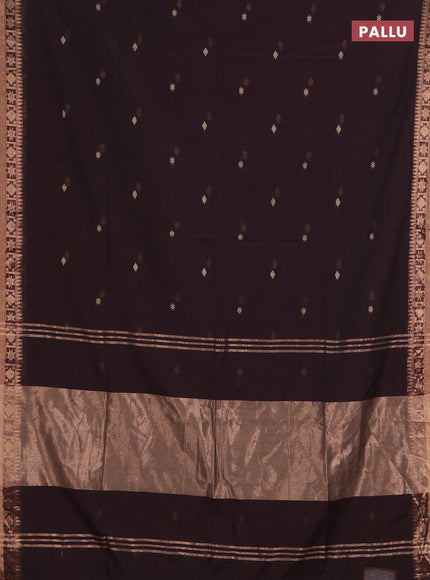 Bengal soft cotton saree deep wine shade with allover thread woven buttas and zari woven border