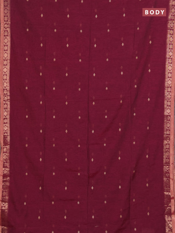 Bengal soft cotton saree magenta pink with allover thread woven buttas and zari woven border