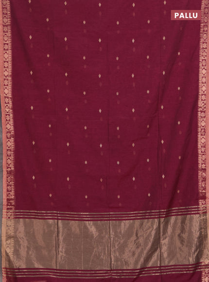 Bengal soft cotton saree magenta pink with allover thread woven buttas and zari woven border