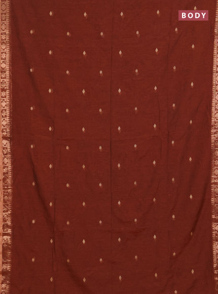 Bengal soft cotton saree rust shade with allover thread woven buttas and zari woven border