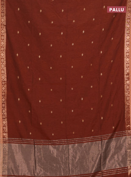 Bengal soft cotton saree rust shade with allover thread woven buttas and zari woven border