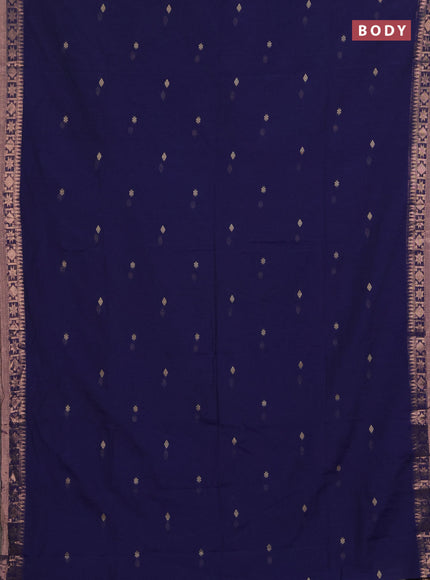 Bengal soft cotton saree navy blue with allover thread woven buttas and zari woven border