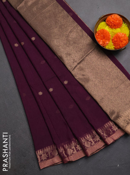 Bengal soft cotton saree magenta pink with allover thread woven buttas and zari woven border