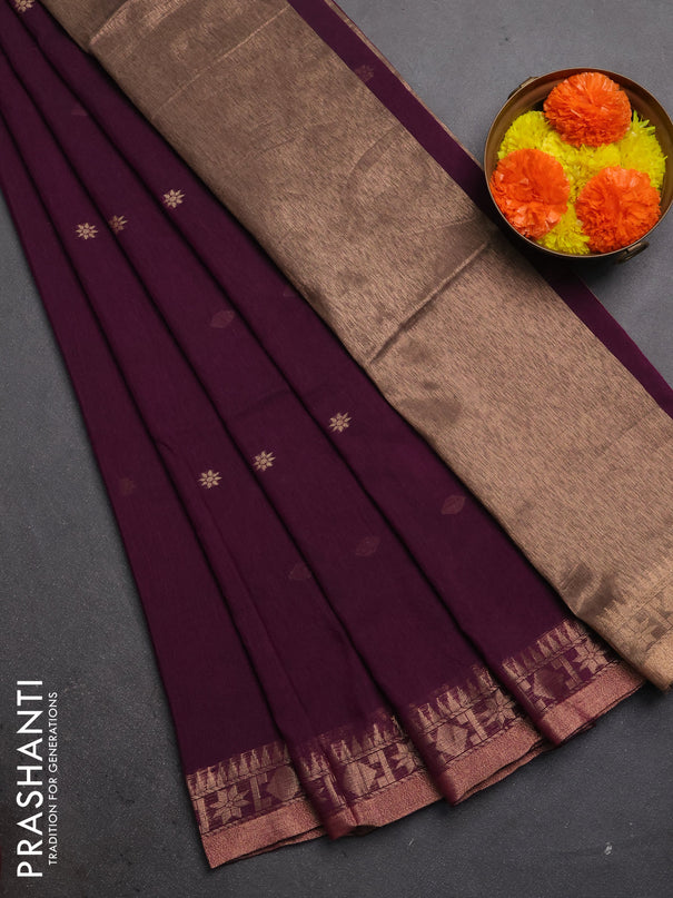 Bengal soft cotton saree magenta pink with allover thread woven buttas and zari woven border