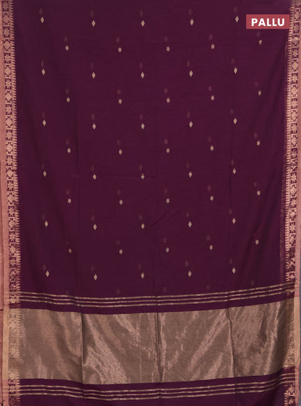 Bengal soft cotton saree magenta pink with allover thread woven buttas and zari woven border