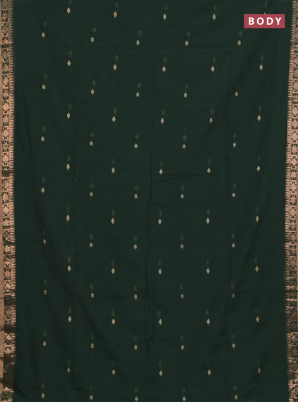 Bengal soft cotton saree bottle green with allover thread woven buttas and zari woven border