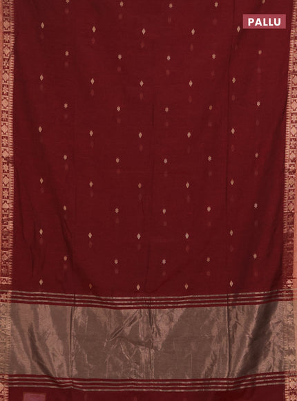 Bengal soft cotton saree maroon with allover thread woven buttas and zari woven border