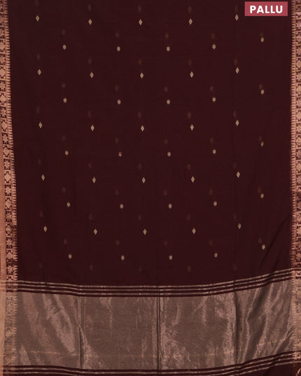 Bengal soft cotton saree deep maroon with allover thread woven buttas and zari woven border
