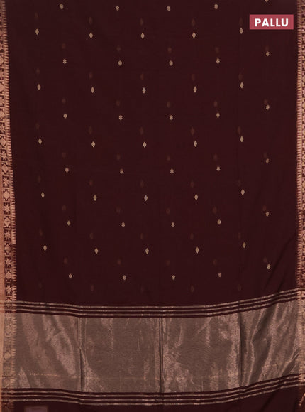 Bengal soft cotton saree deep maroon with allover thread woven buttas and zari woven border