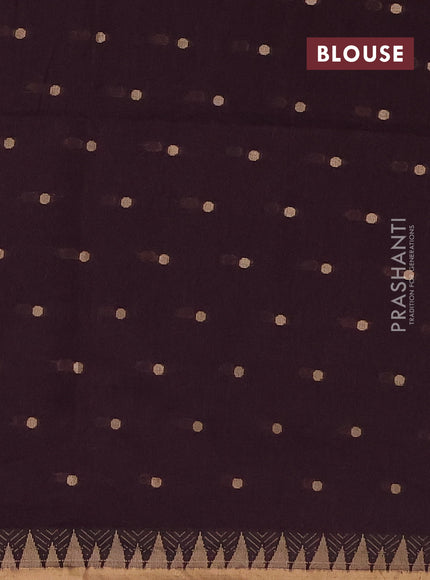 Bengal soft cotton saree deep wine shade with allover thread woven buttas and thread & zari woven border