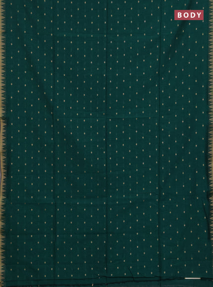 Bengal soft cotton saree green with allover thread woven buttas and thread & zari woven border