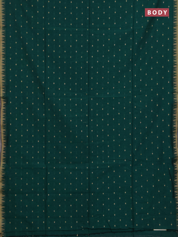 Bengal soft cotton saree green with allover thread woven buttas and thread & zari woven border