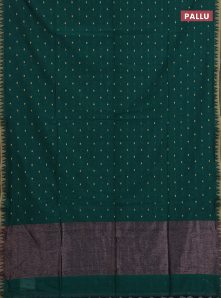 Bengal soft cotton saree green with allover thread woven buttas and thread & zari woven border