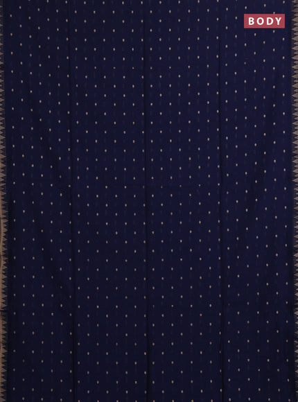 Bengal soft cotton saree navy blue with allover thread woven buttas and thread & zari woven border