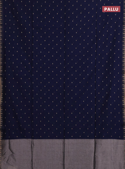 Bengal soft cotton saree navy blue with allover thread woven buttas and thread & zari woven border