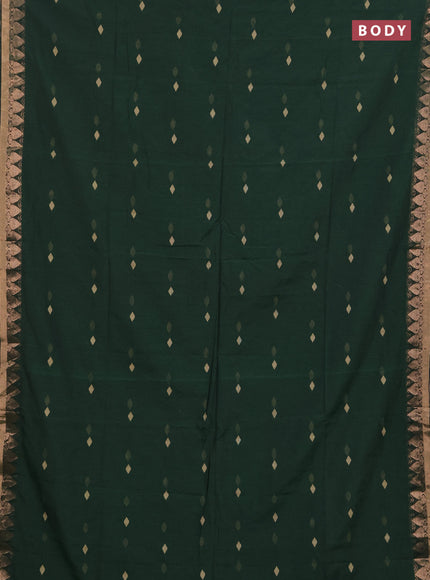 Bengal soft cotton saree green with allover thread woven buttas and thread & zari woven border