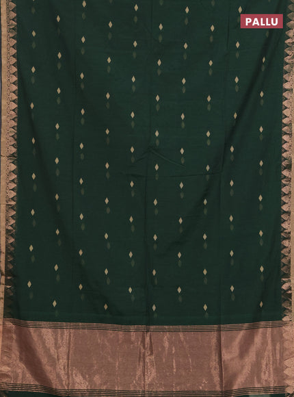 Bengal soft cotton saree green with allover thread woven buttas and thread & zari woven border