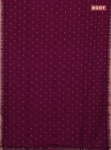 Bengal soft cotton saree magenta pink with allover thread woven buttas and thread & zari woven border