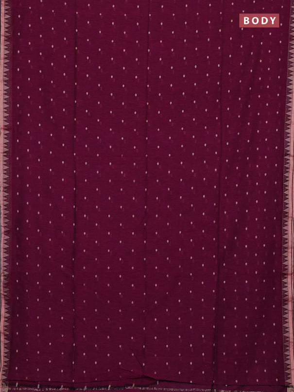 Bengal soft cotton saree magenta pink with allover thread woven buttas and thread & zari woven border